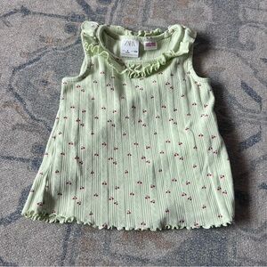 Zara cherry print pointille tank size 4